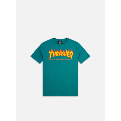 Thrasher Skate Mag Flame Logo Short Sleeve Tee - Blau - Kurzärmeliges T-shirt