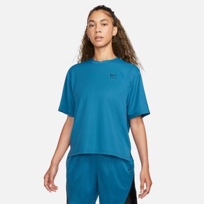 Nike Dri-FIT Wmns Warmup Tee Industrial Blue - Blau - Kurzärmeliges T-shirt