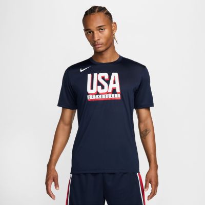 Nike USA Practice Basketball Tee - Blau - Kurzärmeliges T-shirt