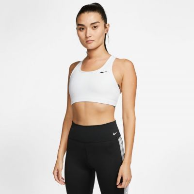 Nike Dri-FIT Swoosh Women's Medium-Support Non-Padded Sports Bra White - Weiß - Bra