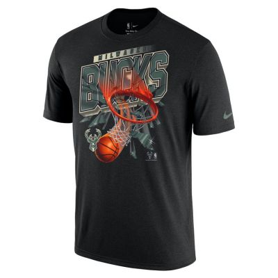 Nike NBA Milwaukee Bucks Courtside Tee - Schwarz - Kurzärmeliges T-shirt