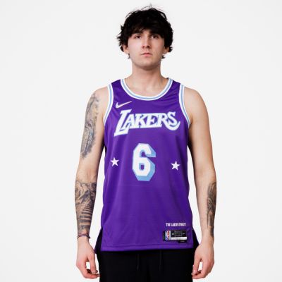Nike Dri-Fit NBA Lebron James La Lakers City Edition Swingman Jersey - Violett - Jersey
